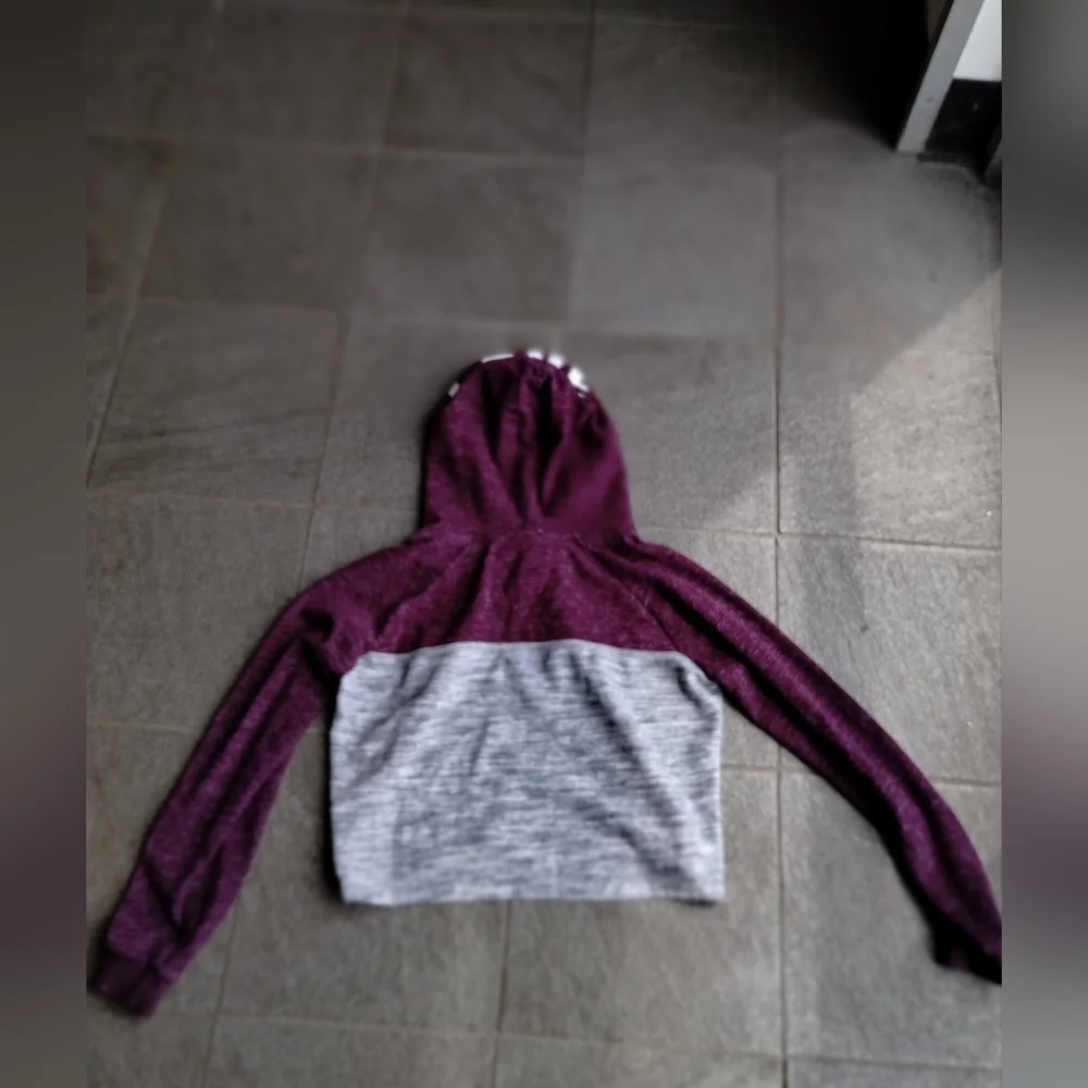 Reflex Womens medium Love Logo Pullover Blended Cotton Burgundy Hoodie crop top - Picture 4 of 12